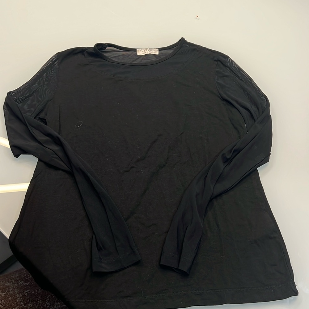 Black sheer arm top